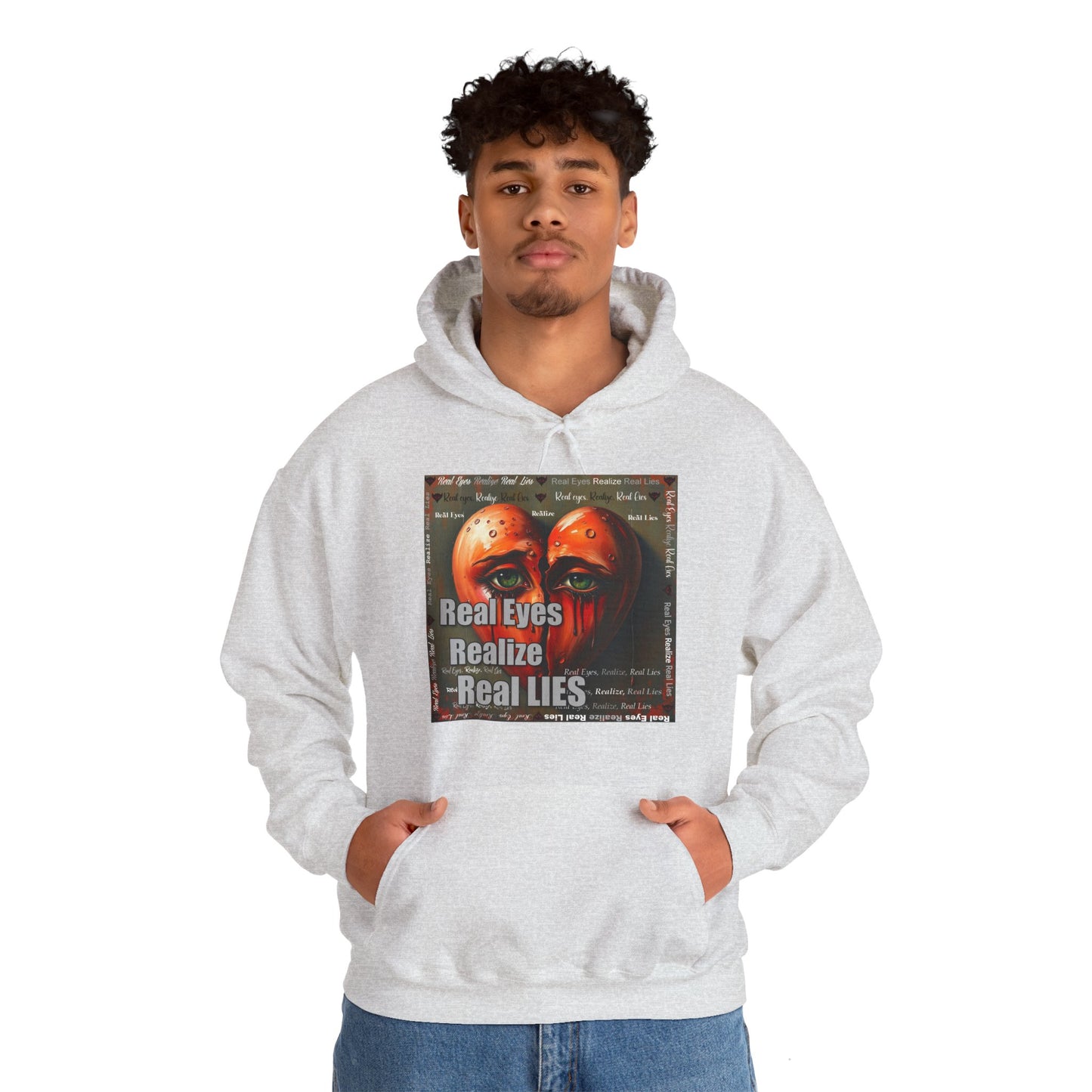 Unisex Hoodie with "Real Eyes Realize Real LIES" Graphic - Trendy Streetwear