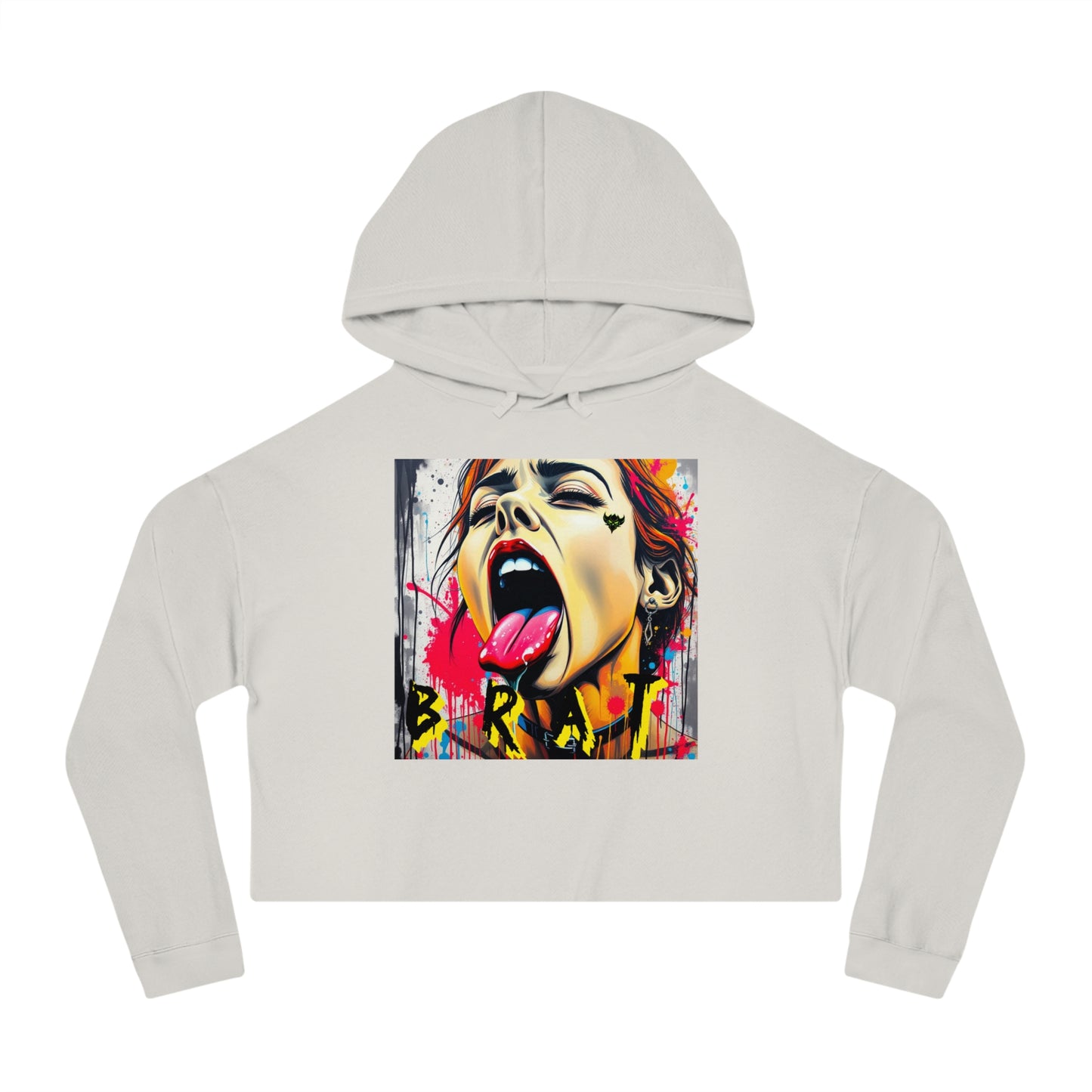 "Brat" Bold Art Women’s Cropped Hooded Sweatshirt - Street Style Graphic Tee