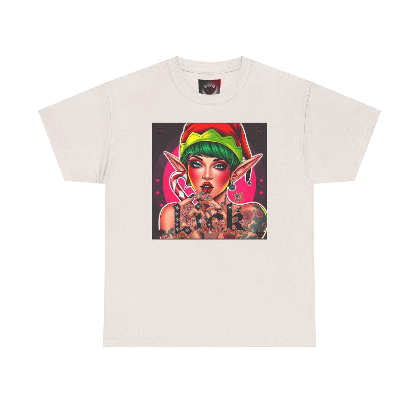 "Lick" Enchanting Elf Graphic T-Shirt - Unisex Heavy Cotton Shirt for Festive Vibes