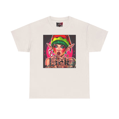 "Lick" Enchanting Elf Graphic T-Shirt - Unisex Heavy Cotton Shirt for Festive Vibes