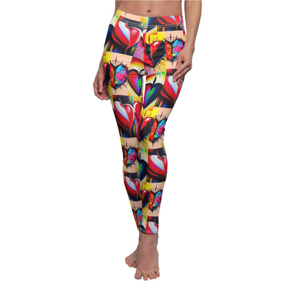 "You Broke Me But I Rebuilt Stronger" Colorful Heart Print Leggings for Women - Casual Fitness Fashion