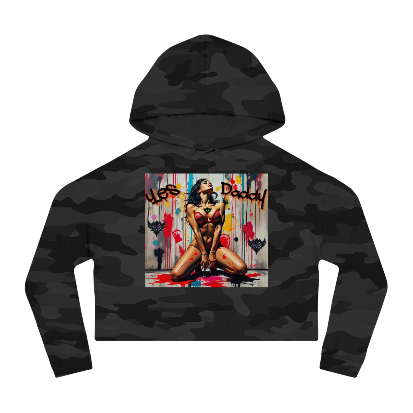 Bold Women’s Cropped Hooded Sweatshirt - "Yes Daddy" Design