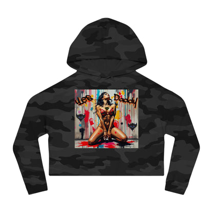 Bold Women’s Cropped Hooded Sweatshirt - "Yes Daddy" Design