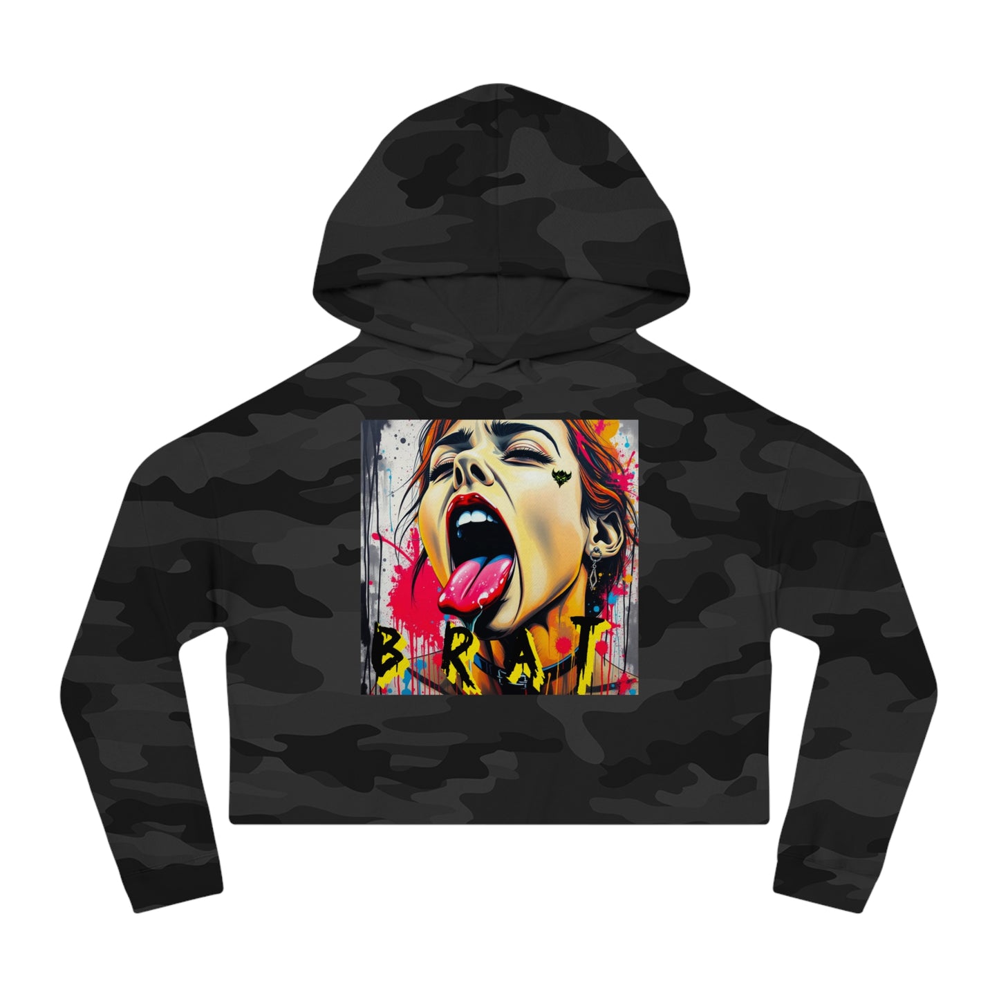 "Brat" Bold Art Women’s Cropped Hooded Sweatshirt - Street Style Graphic Tee