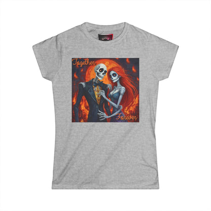 "Together Forever" Women's Heavy Cotton Tee - Halloween-Inspired Casual Shirt