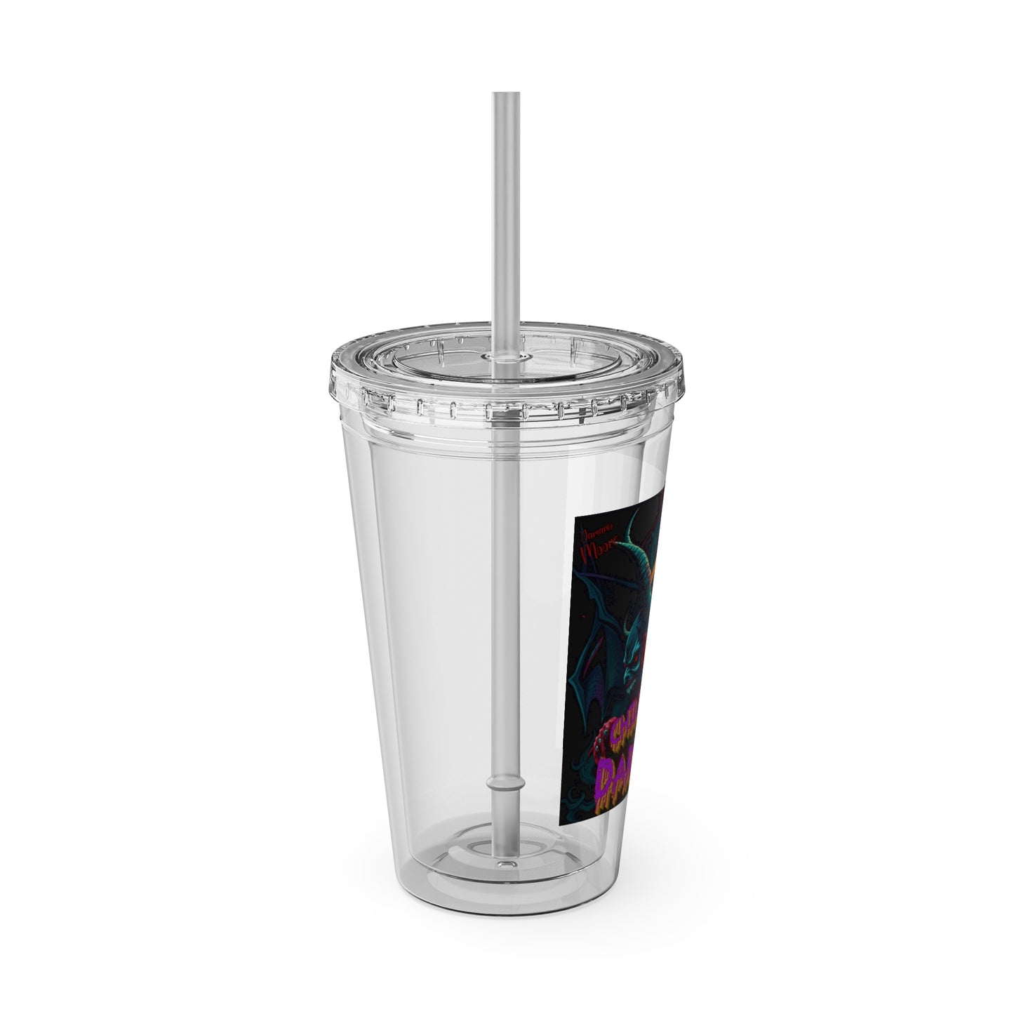 Chill of Darkness-Sunsplash Tumbler with Straw | 16oz Vibrant Drinkware for Dark Aesthetic Lovers