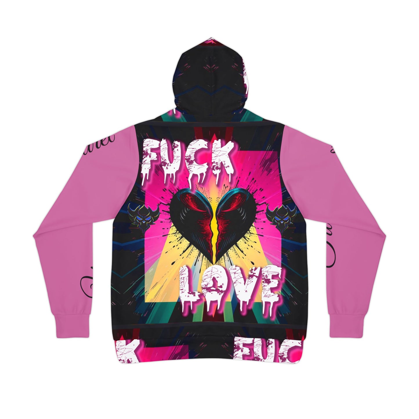 "F*ck Love" Rebellious Love Graphic Athletic Hoodie - Bold Design for Trendsetters