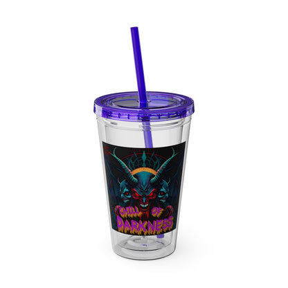 Chill of Darkness-Sunsplash Tumbler with Straw | 16oz Vibrant Drinkware for Dark Aesthetic Lovers