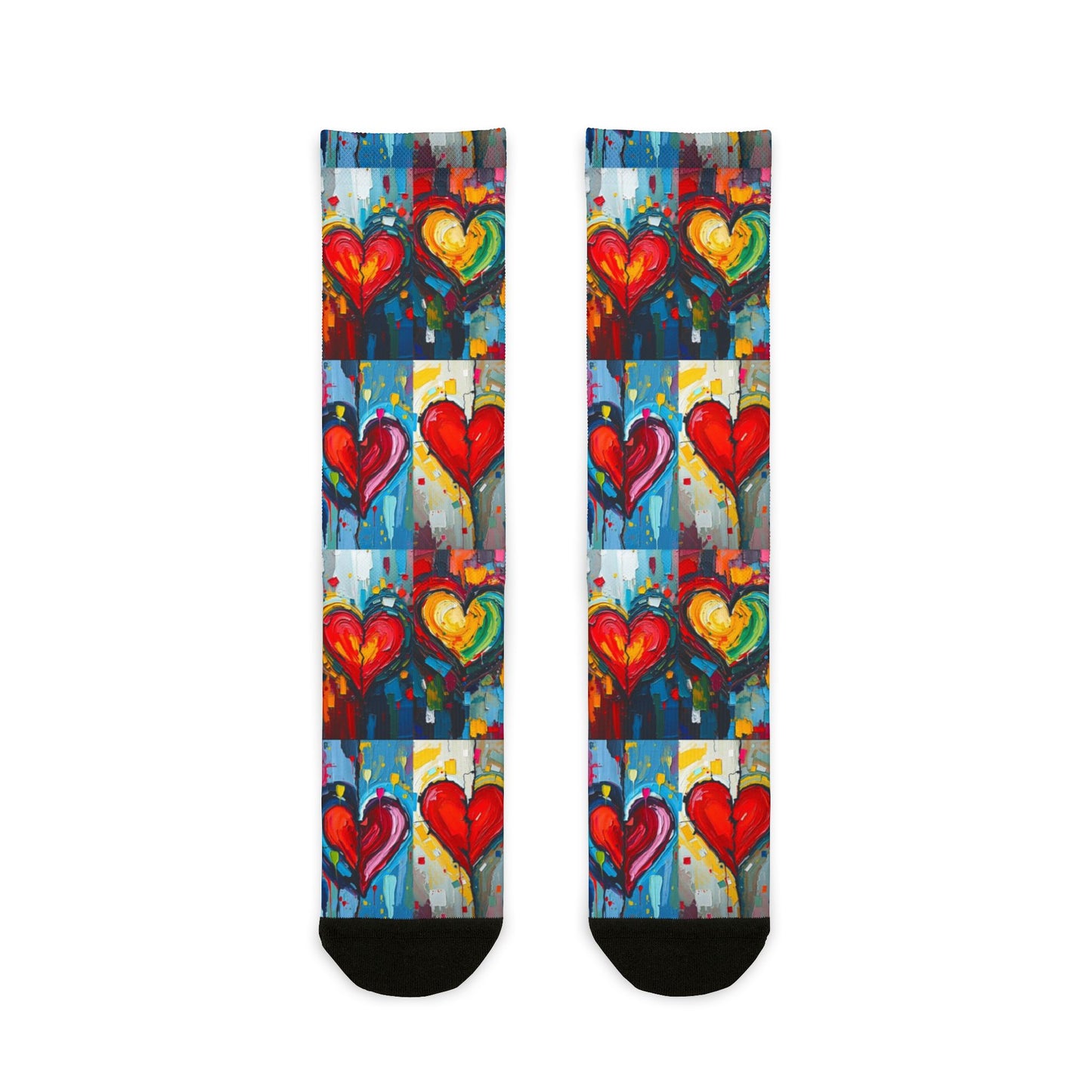 Colorful Heart Art Crew Socks - Perfect for Valentine's Day and Everyday Love