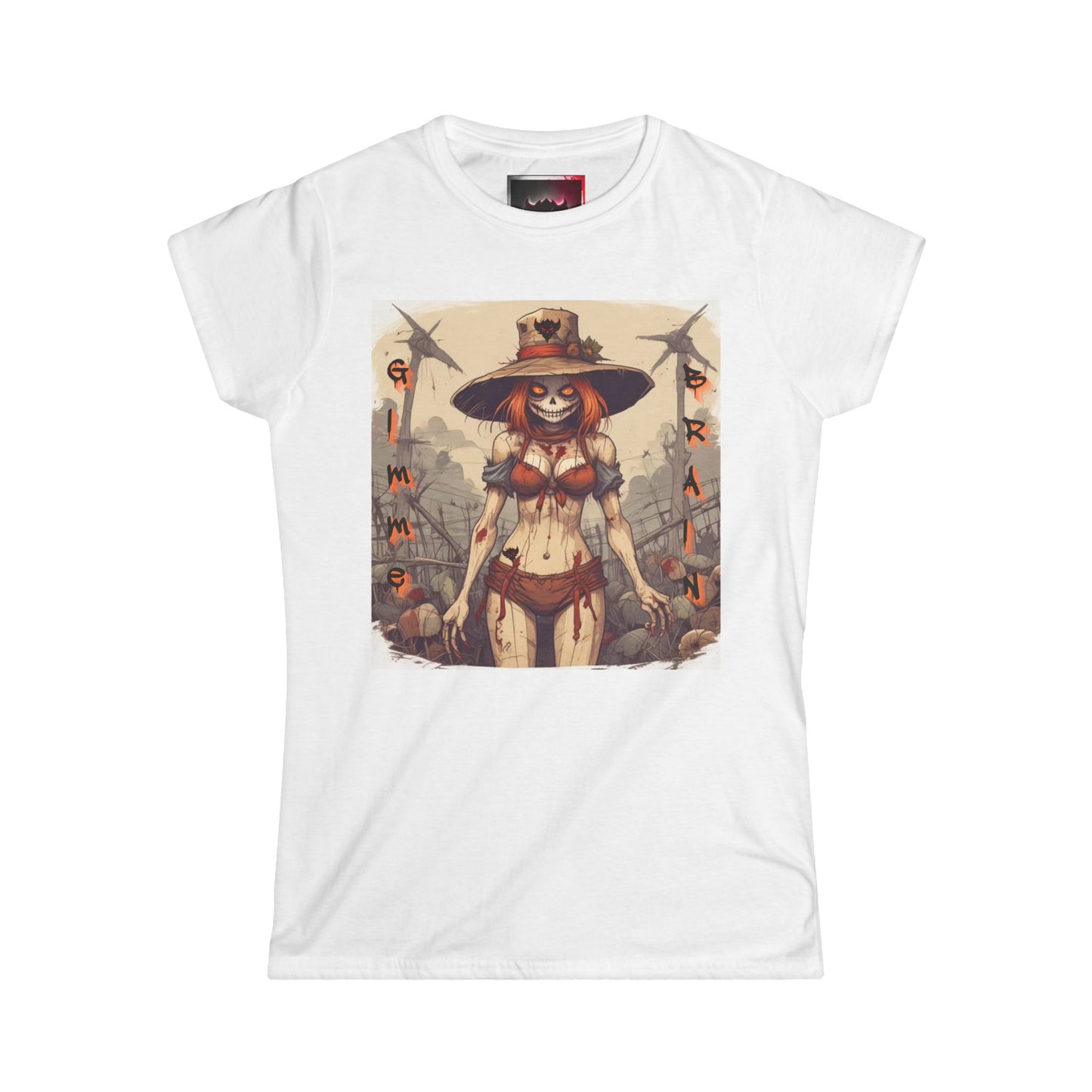 Gimme Brain Women's Scarecrow Cotton T-Shirt- Casual Vintage Graphic T-Shirt