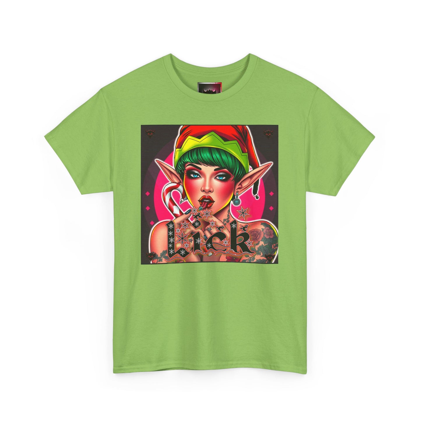 "Lick" Enchanting Elf Graphic T-Shirt - Unisex Heavy Cotton Shirt for Festive Vibes