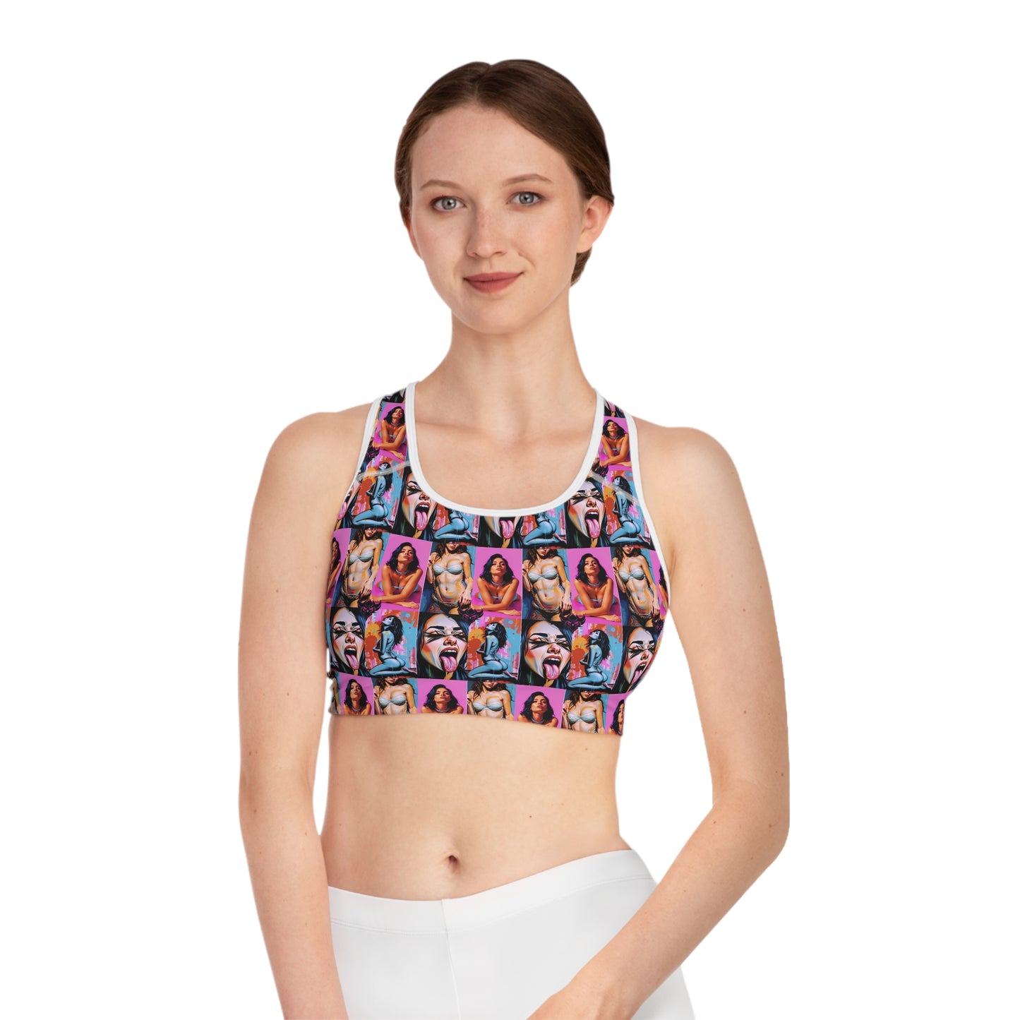 "Kinks" Bold Graphic Sports Bra - Stylish & Supportive Activewear for Women