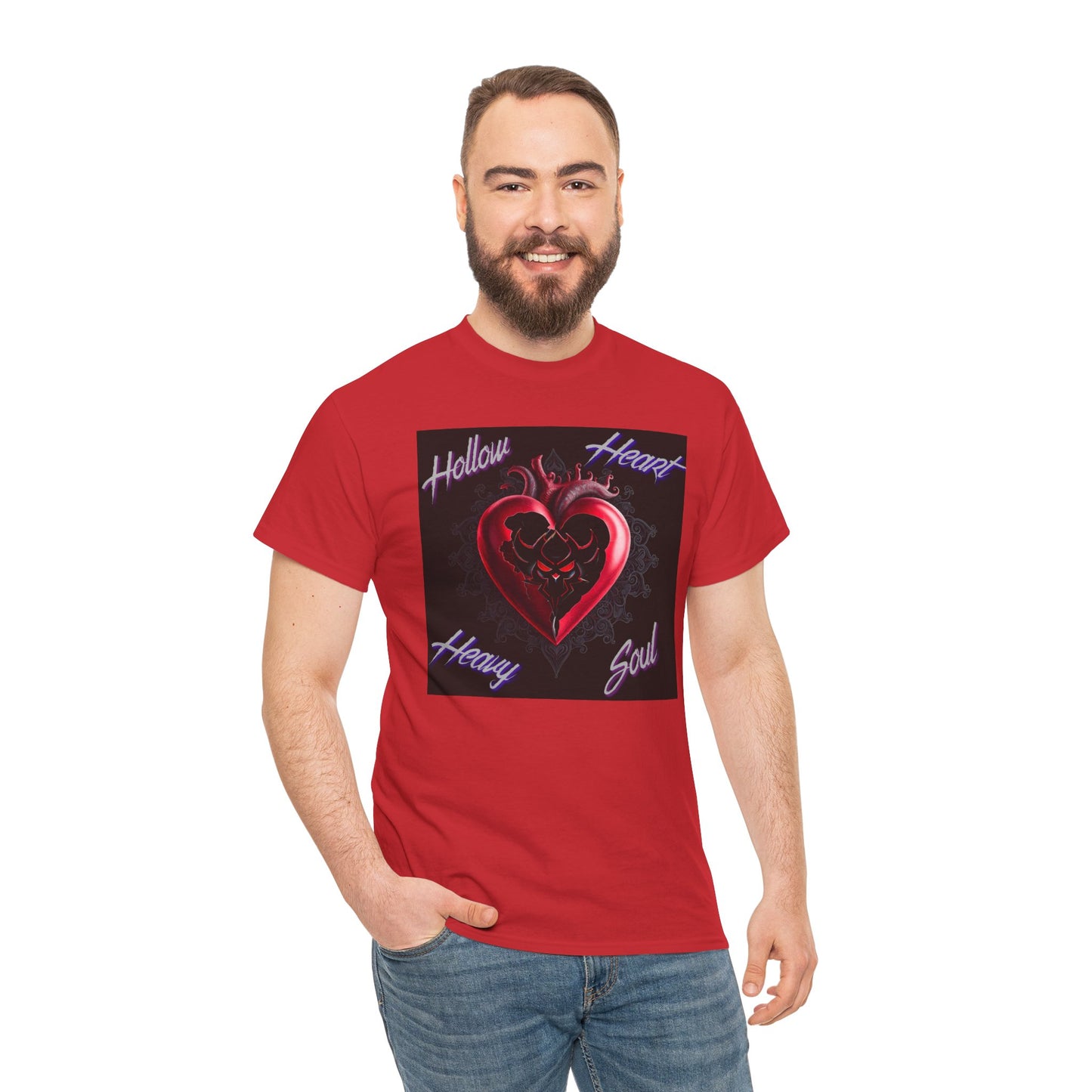 Hollow Heart Heavy Soul Unisex Cotton Tee - Edgy Graphic T-Shirt