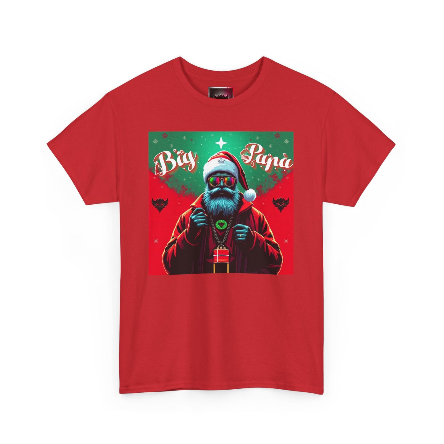 Festive Big Papa Noel Unisex Heavy Cotton T-Shirts - Santa Holiday Spirit T-Shirt