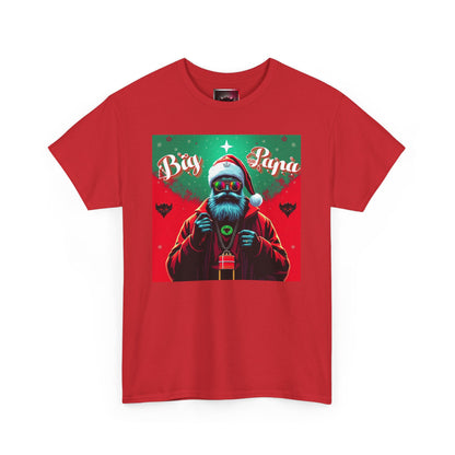 Festive Big Papa Noel Unisex Heavy Cotton T-Shirts - Santa Holiday Spirit T-Shirt