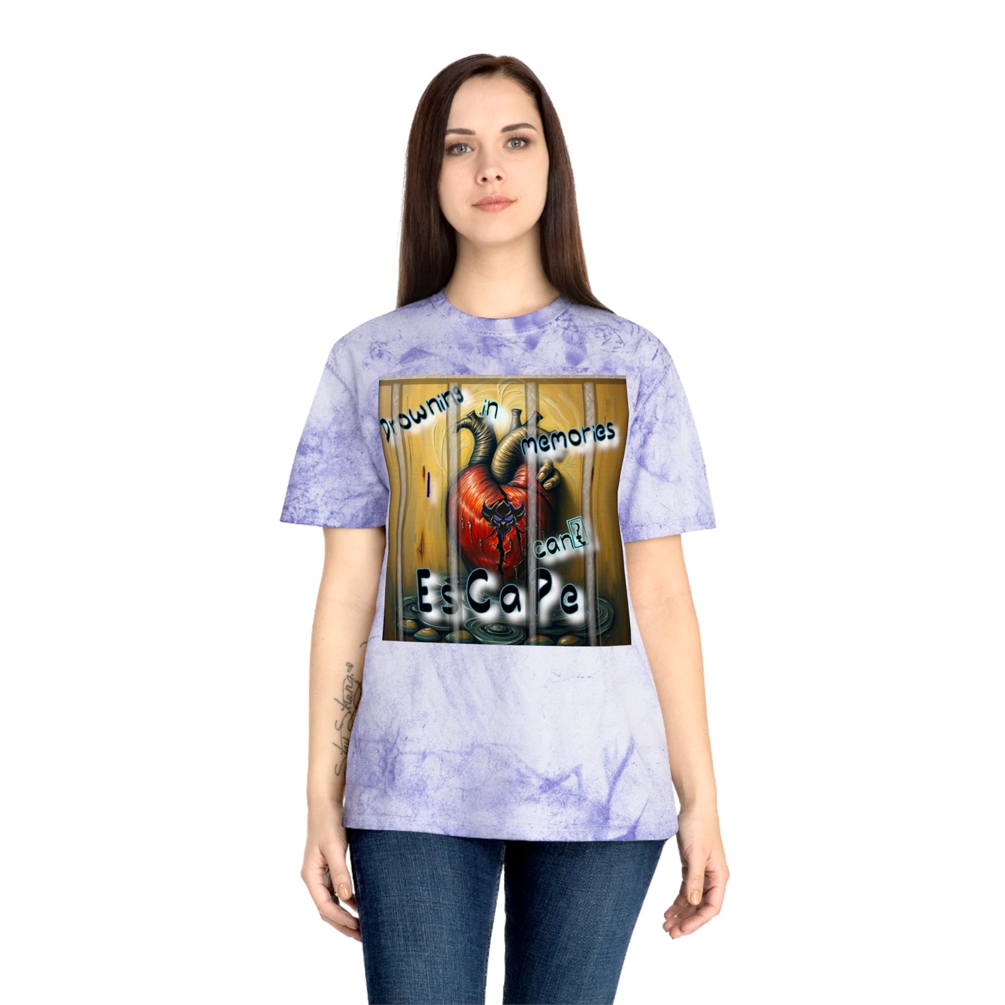 Vibrant Unisex Color Blast T-Shirt - "Drowning in Memories I Can't Escape" Design