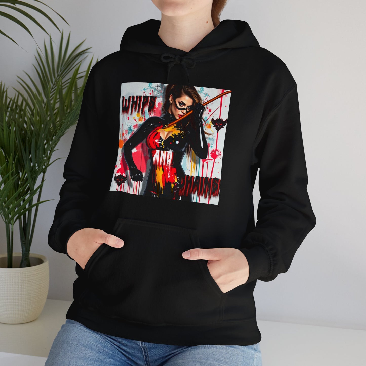 "Whips and Chains" Fierce Art Unisex Heavy Blend™ Hooded Sweatshirt - White