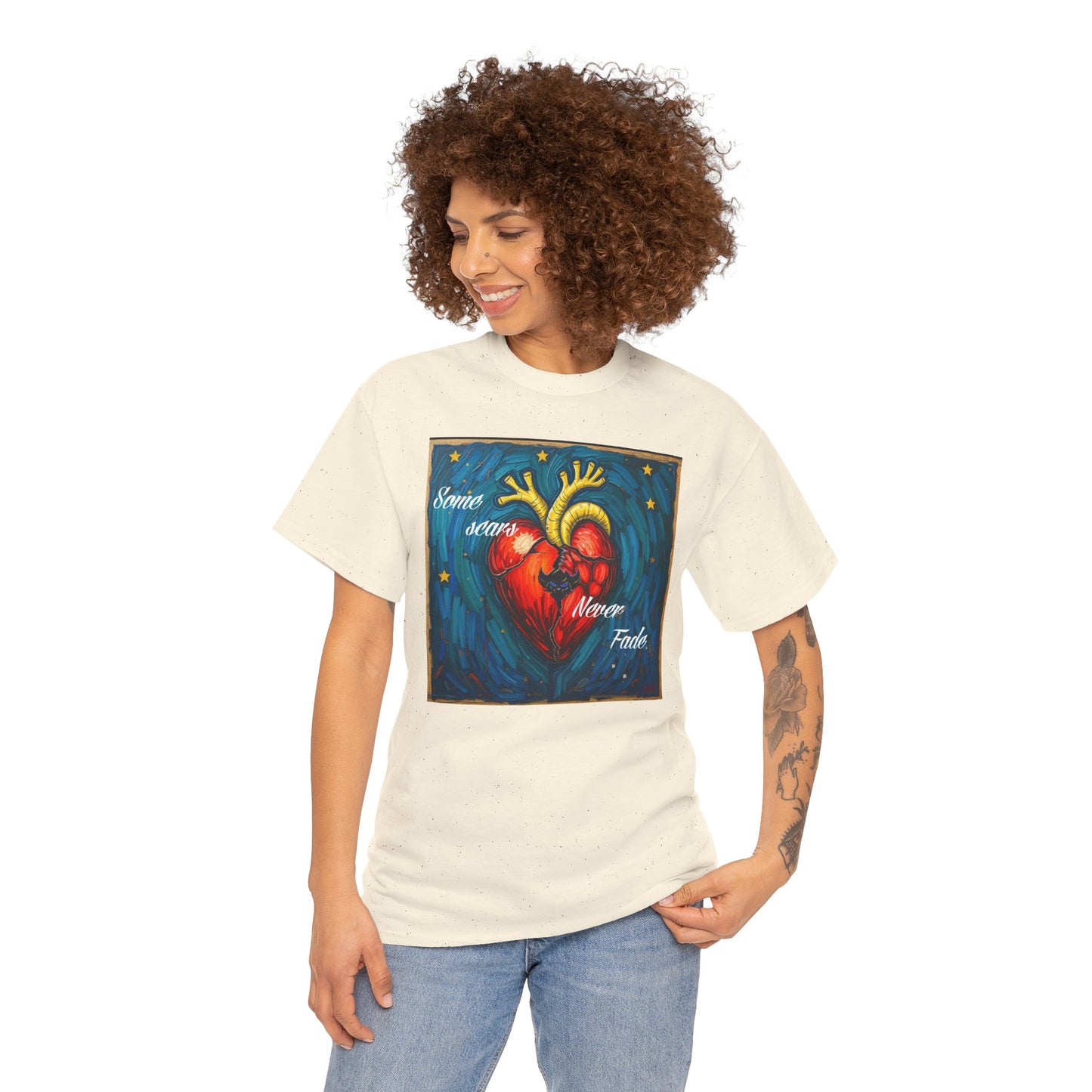 Heart Art Unisex Heavy Cotton Tee - "Some scars never fade"