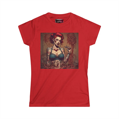 Gothic Zombie Girl  Women's Softstyle T-Shirt - Ungodly Apparel Graphic Shirt