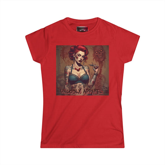 Gothic Zombie Girl  Women's Softstyle T-Shirt - Ungodly Apparel Graphic Shirt