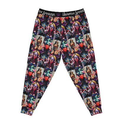 "Ungodly Kinks" Vibrant Graphic Athletic Joggers | Bold Street Art Design for Comfort and Style