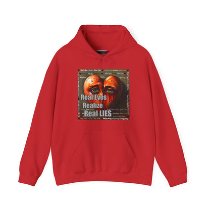 Unisex Hoodie with "Real Eyes Realize Real LIES" Graphic - Trendy Streetwear