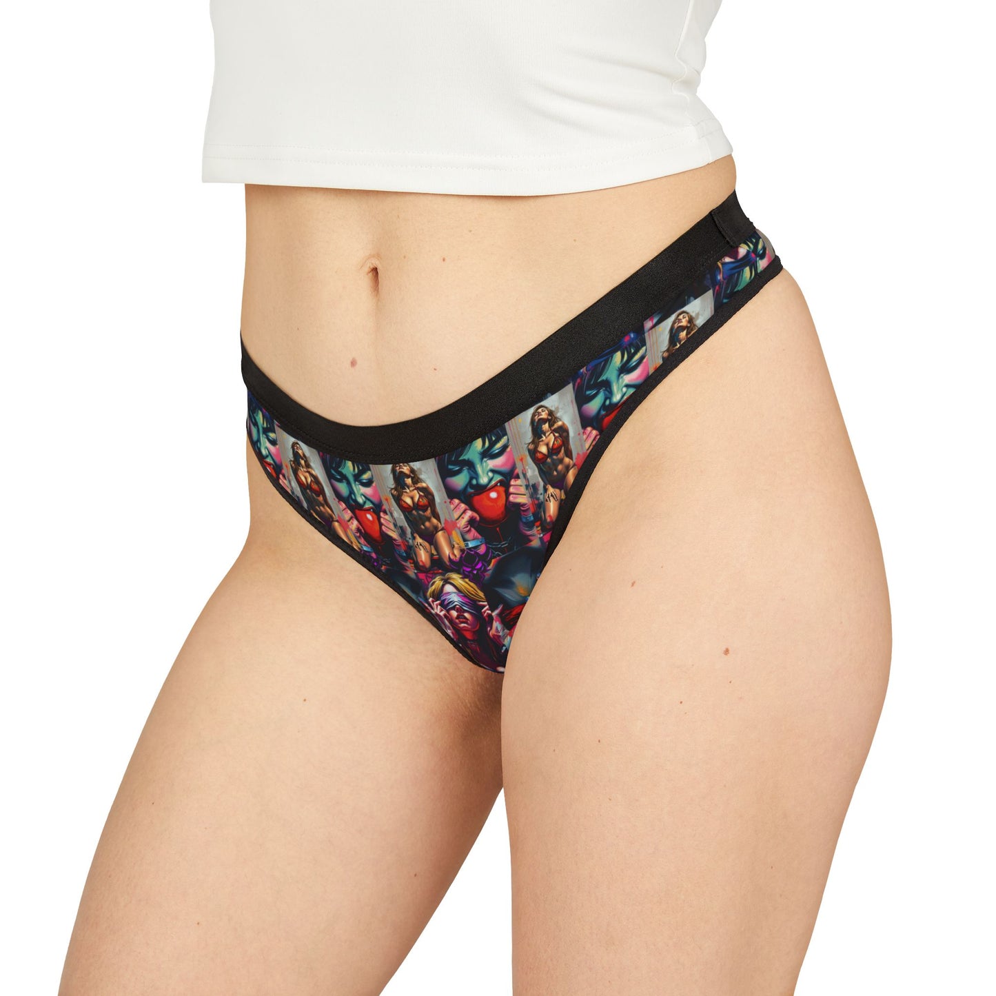 "Ungodly Kinks" Colorful Women's Thongs with Artistic Design - Comfortable and Stylish Intimates