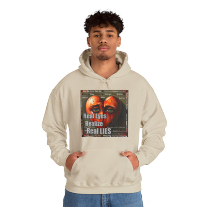 Unisex Hoodie with "Real Eyes Realize Real LIES" Graphic - Trendy Streetwear