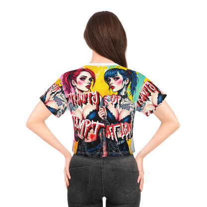 Trinity of Temptation Crop Tee - Bold Graphic Tees for Alternative Fashion Lovers