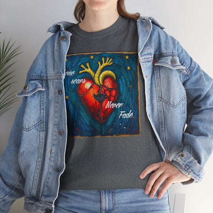 Heart Art Unisex Heavy Cotton Tee - "Some scars never fade"