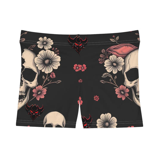 "Dead Love" Floral Skull Women's Shorts – Edgy & Stylish Summer Wear