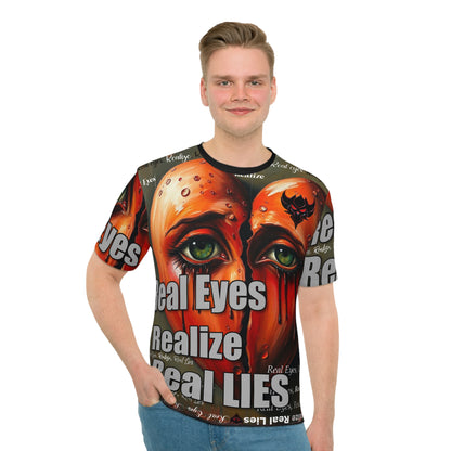 Men's Loose T-Shirt - 'Real Eyes Realize Real Lies' Graphic Tee for Bold Expression