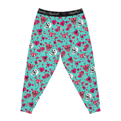 Vibrant Skull & Heart Athletic Joggers - Fun & Comfortable for Active Lifestyles