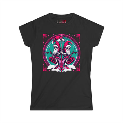 Whimsical Women's Softstyle T-Shirt - Festive Dual-Gothic Elf Design for Holidays