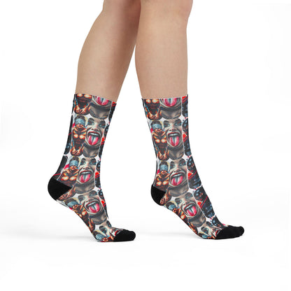 "Ungodly Fetish" Graphic Sublimation Crew Socks - Bold Art for Unique Style