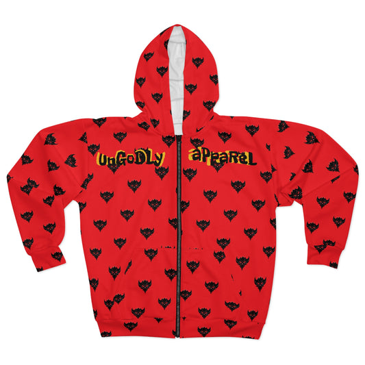 "UnGodly Logo Print" Full Zip Hoodie