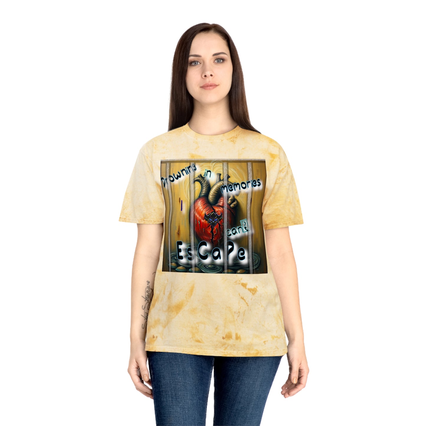 Vibrant Unisex Color Blast T-Shirt - "Drowning in Memories I Can't Escape" Design