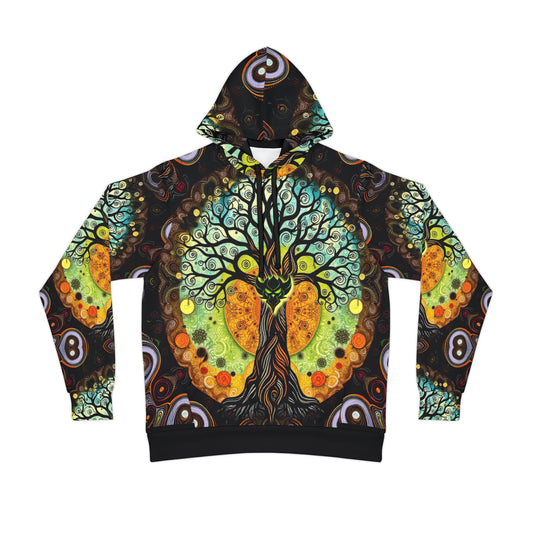 Vibrant Tree of Life Athletic Hoodie - Energetic Design for Nature Lovers