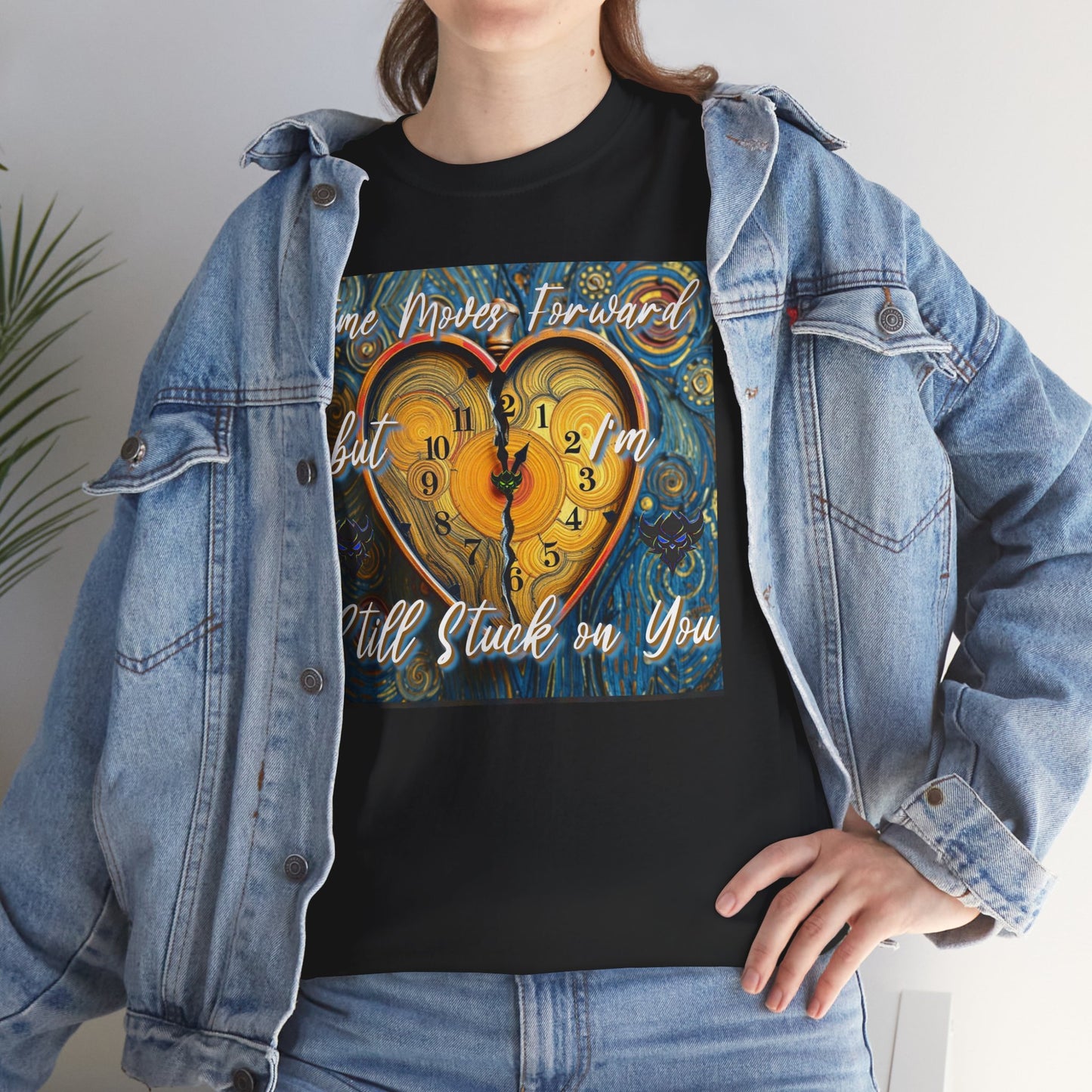 Still Stuck on You Heart Clock Tee - Unisex Heavy Cotton T-Shirt