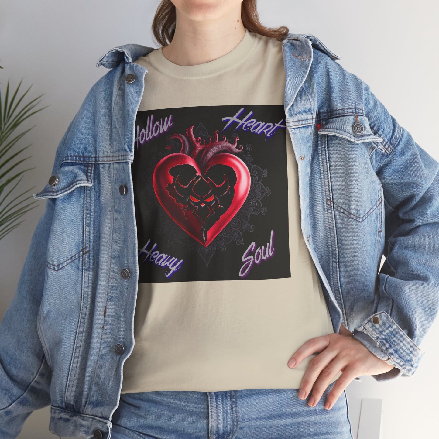 Hollow Heart Heavy Soul Unisex Cotton Tee - Edgy Graphic T-Shirt