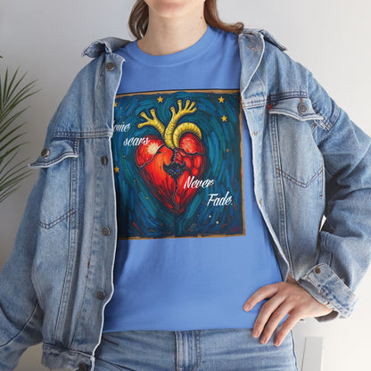 Heart Art Unisex Heavy Cotton Tee - "Some scars never fade"