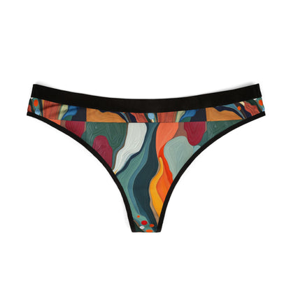Artistic Women's Flower Thongs - Colorful Abstract Design for Comfort and Style