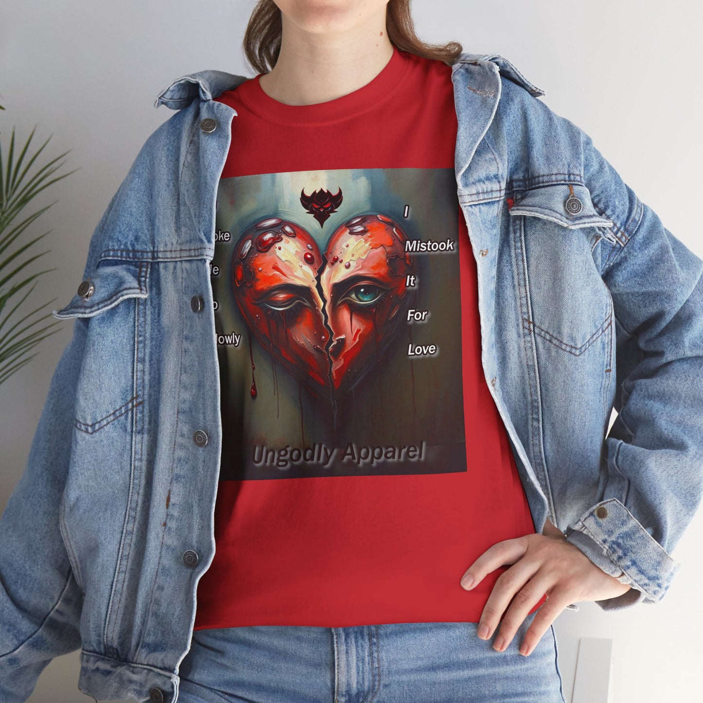 Emotional Heart Unisex Heavy Cotton Tee - 'You Broke Me So Slowly' Design