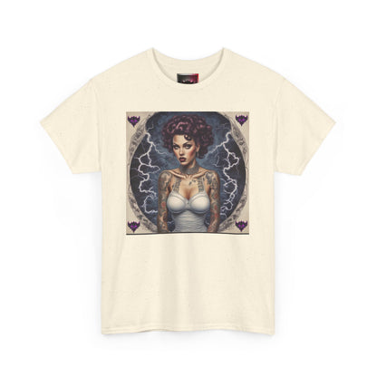 Gothic Glam Frankenstein's Bride Unisex Heavy Cotton T-Shirt - Vintage Tattoo Art Design