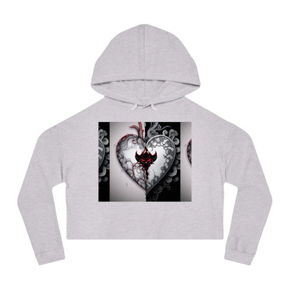 "You Promised Me Forever, But Left in a Moment" Edgy Heart Design Women’s Cropped Hooded Sweatshirt - Perfect for Romantic Occasions