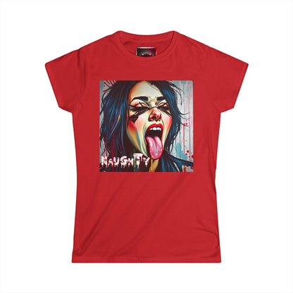 "Naughty" Graphic Women's Softstyle Tee | Edgy Streetwear T-Shirt