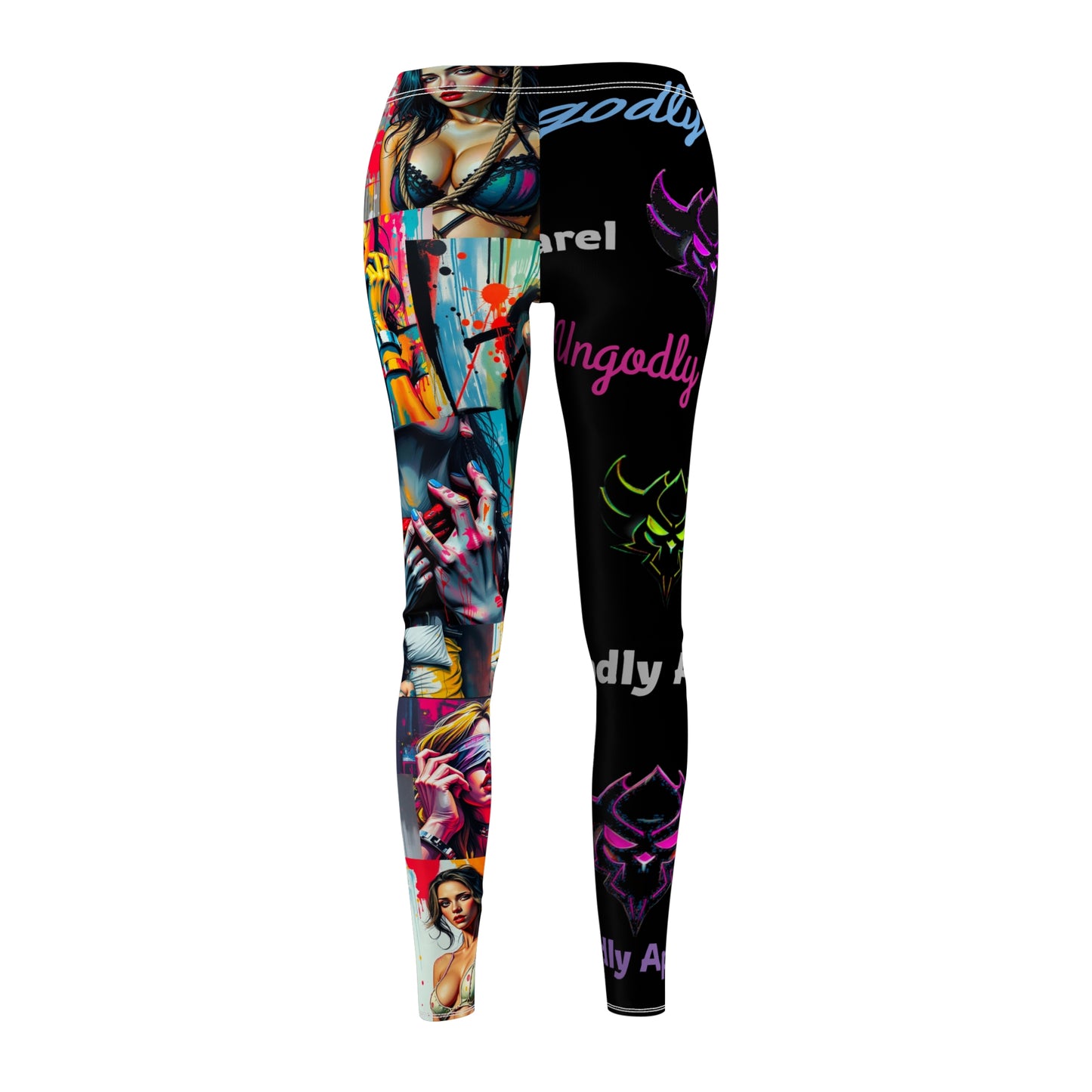 "Collection of Kinks" Bold Graphic Casual Leggings for Women - Colorful Street Art Design