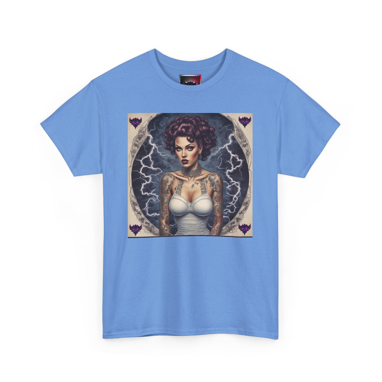 Gothic Glam Frankenstein's Bride Unisex Heavy Cotton T-Shirt - Vintage Tattoo Art Design