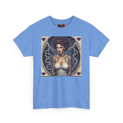 Gothic Glam Frankenstein's Bride Unisex Heavy Cotton T-Shirt - Vintage Tattoo Art Design