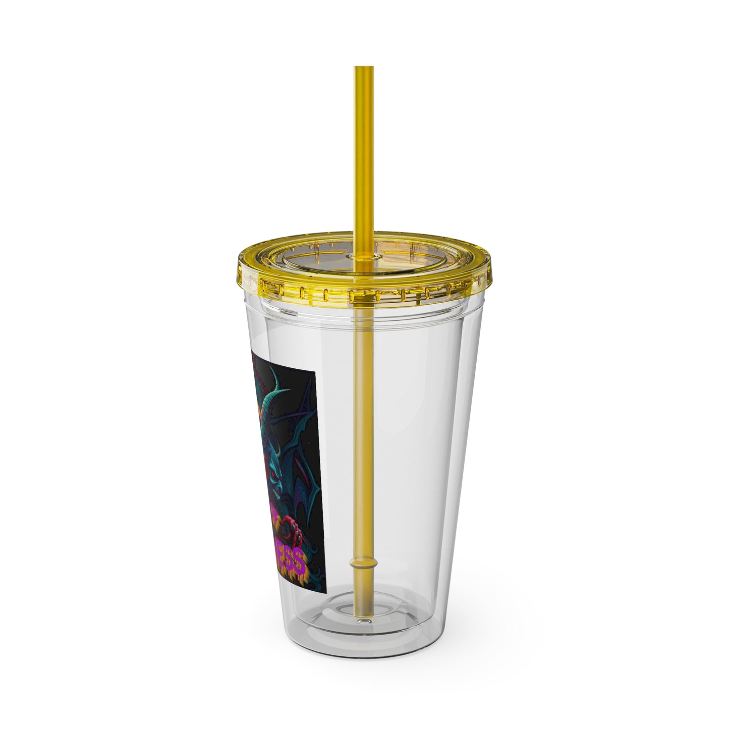 Chill of Darkness-Sunsplash Tumbler with Straw | 16oz Vibrant Drinkware for Dark Aesthetic Lovers